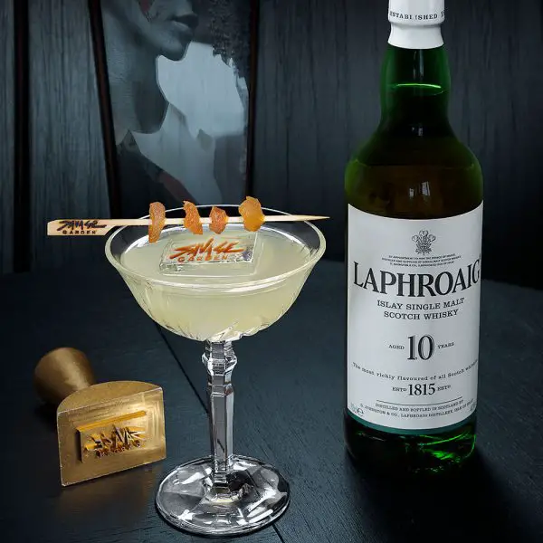 Laphroaig single malt Scotch Whisky and Savage Garden London Penicillin cocktail.
