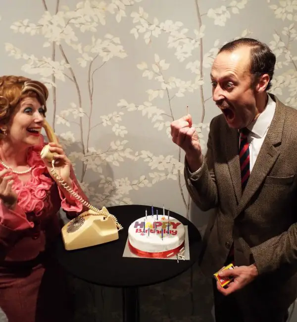 Faulty Towers The Dining Experience turns ten – Jack Baldwin ‘Basil’, Katherine Mary as ‘Sybil’
