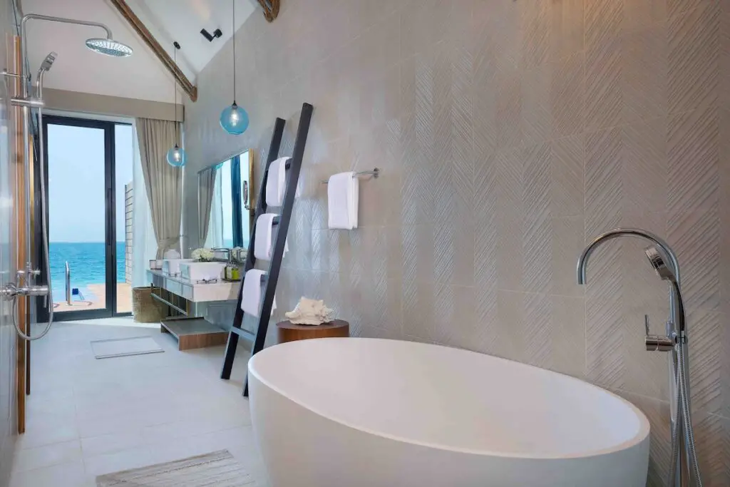 Anantara World Islands Dubai Resort Guest Room One Bedroom Beach Pool Villa Bathroom Bathtub Secondary