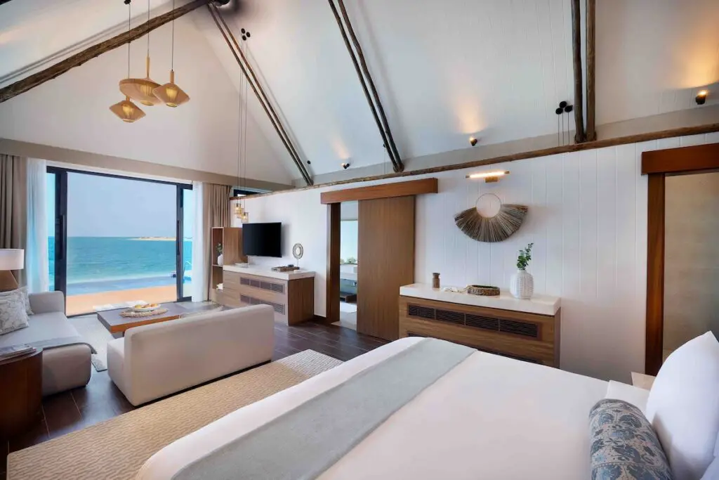 Anantara World Islands Dubai Resort Guest Room One Bedroom Beach Pool Villa Bedroom Outdoor View