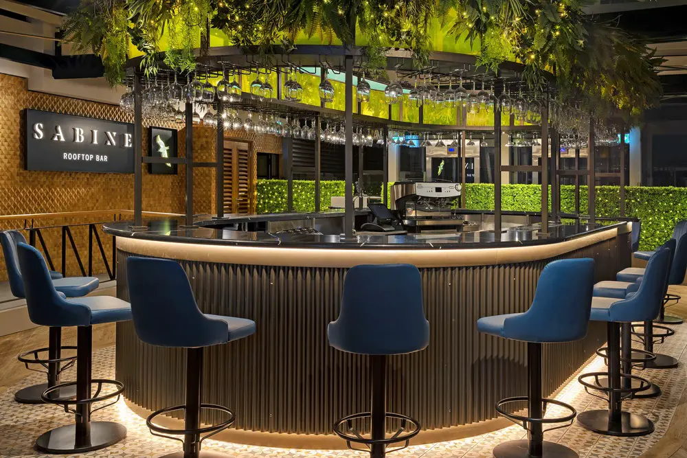 A glimpse of the stunning Sabine Rooftop Bar's interior